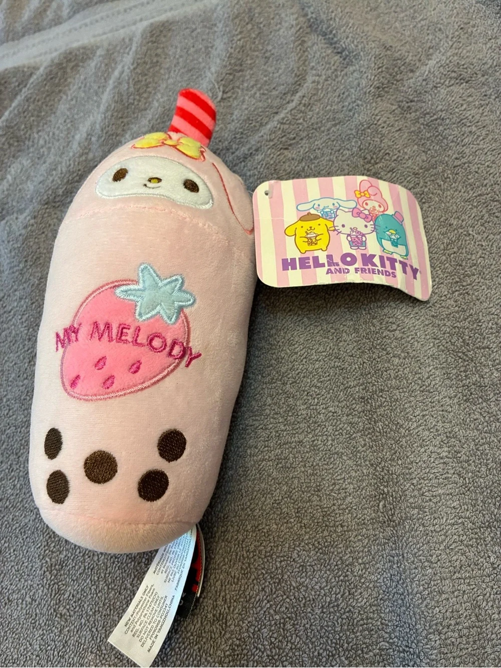 Sanrio My Melody Light Pink Strawberry Bubble Tea Plush
